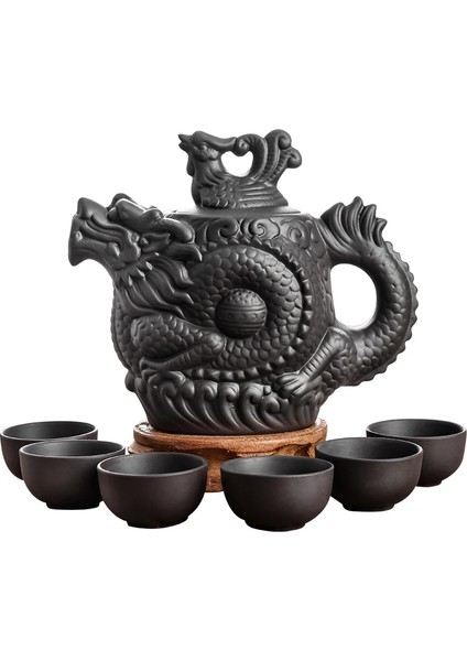 280ML Çaydanlık 6 Fincan Tarzı Büyük Kapasiteli Yixing Zhu Ni Çiçek Çaydanlık Büyük Mor Kum Demlik Çin Çay Seti El Yapımı Seramik Çaydanlık (Yurt Dışından)