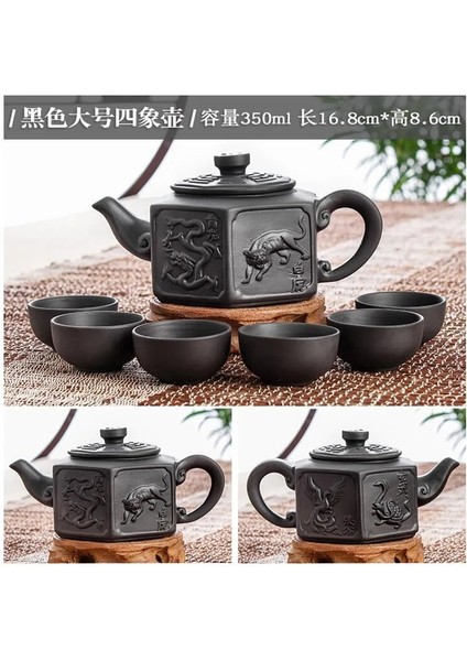 280ML Çaydanlık 6 Fincan Tarzı Büyük Kapasiteli Yixing Zhu Ni Çiçek Çaydanlık Büyük Mor Kum Demlik Çin Çay Seti El Yapımı Seramik Çaydanlık (Yurt Dışından)
