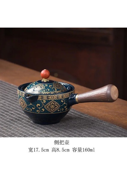 Siyah Stil Ahşap Saplı Seramik Demlik Yan Saplı Pot Ev Kung Fu Oolong Filtre Çay Makinesi Yaratıcı Teaware Hediyeler (Yurt Dışından) fırsatları