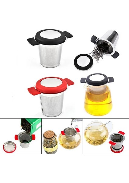 Kırmızı Stil Paslanmaz Çelik Çay Demlik Sepeti Çay Kahve Filtreleri Yeniden Kullanılabilir Filtre ve Kapaklı Ince Örgü Çay Süzgeci Mutfak Aksesuarları (Yurt Dışından) modelleri