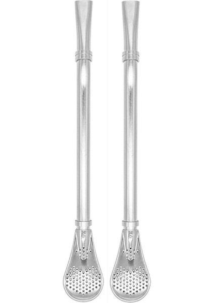 2 Adet Gümüş Tarzı 2 Adet Paslanmaz Çelik Hasır Filtre Kaşığı Metal Içme Samanı Yerba Mate Çay Bombilla Süzgeç Karıştırma Kaşığı Bar Çay Aksesuarları (Yurt Dışından)