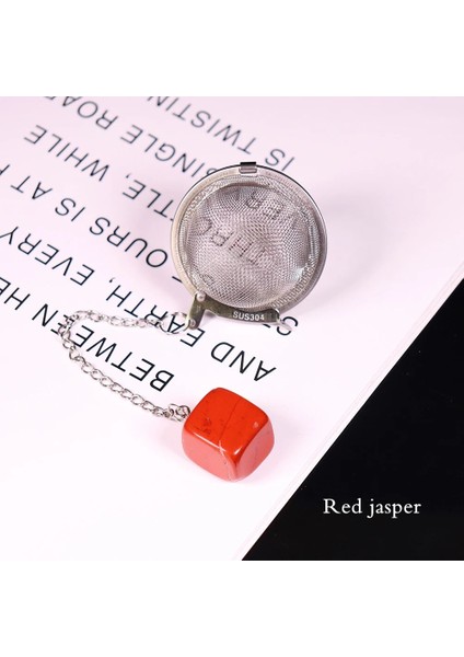 Kırmızı Jasper Tarzı 1 Adet Doğal Kristal Taş Şifa Taş Kuvars Mineral Süslemesiz Çelik Çay Makinesi Çay Filtresi Baharat Topu (Yurt Dışından)