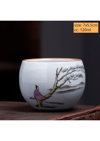 C2 Tarzı Çin Antika Seramik Çay Fincanı Ru Fırın Buz Kırık Sır Çay Bardağı Kişisel Tek Fincan Çay Kase Özelleştirilmiş Ev Drinkware (Yurt Dışından)