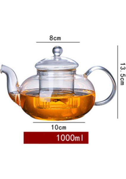 1000 ml Tarzı Isıya Dayanıklı Çiçek Çay Potu Demlik ile Yüksek Borosilikat Cam Çay Fincanı Kung Fu Çay Seti Büyük Kapasiteli Su Isıtıcısı Gaz Sobası Çaydanlık (Yurt Dışından)