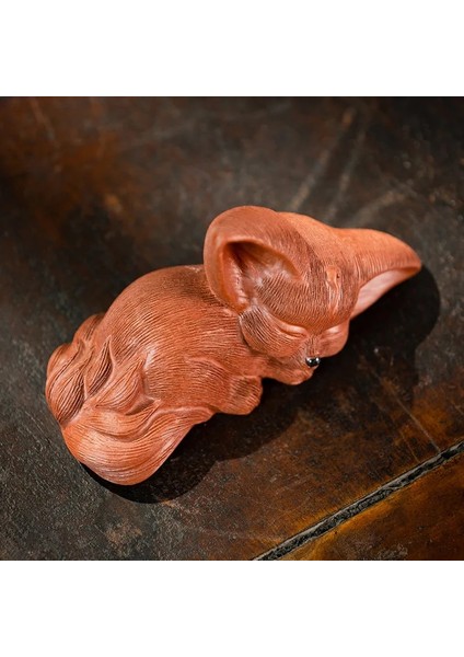 Bir Stil 9.2x3.5x4.4cm Çin Yixing Mor Kil Heykel Çay Pet Şanslı Tilki Heykeli Sanat Süsler Hayvan Çay Heykelcik El Sanatları Ev Çay Seti Dekorları Hediyeler (Yurt Dışından)