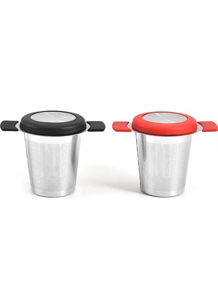 Siyah Stil Paslanmaz Çelik Yeniden Kullanılabilir Çay Demlik Sepeti Kulplu Ince Örgü Çay Süzgeci Kapaklı Çay ve Kahve Filtreleri Gevşek Çay Yaprağı Için (Yurt Dışından) fiyatları