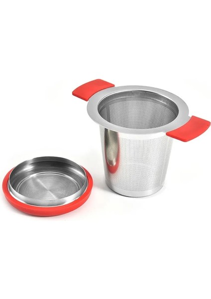 Siyah Stil Paslanmaz Çelik Yeniden Kullanılabilir Çay Demlik Sepeti Kulplu Ince Örgü Çay Süzgeci Kapaklı Çay ve Kahve Filtreleri Gevşek Çay Yaprağı Için (Yurt Dışından) modelleri