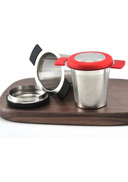 Siyah Stil Paslanmaz Çelik Yeniden Kullanılabilir Çay Demlik Sepeti Kulplu Ince Örgü Çay Süzgeci Kapaklı Çay ve Kahve Filtreleri Gevşek Çay Yaprağı Için (Yurt Dışından) indirimleri