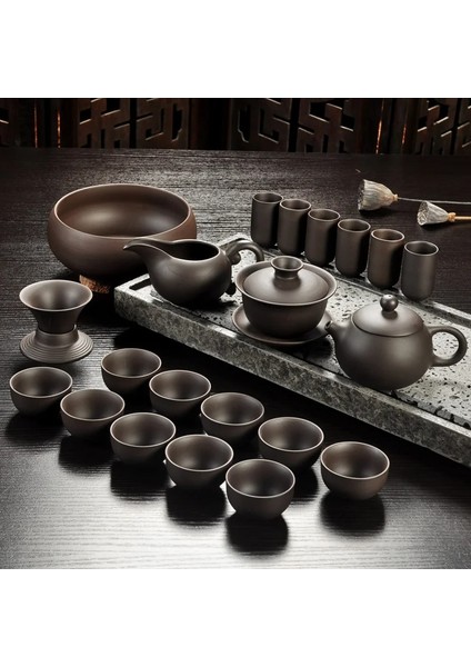 Sarı Stil Yixing Mor Kum Çay Seti Siyahkırmızı Seramik Kung Fu Çaydanlık El Yapımı Çay Fincanı Gaiwan Tureen Çay Töreni (Taş Masa Dahil Değildir) (Yurt Dışından) fiyatları