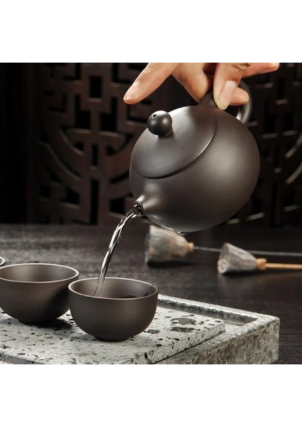 Sarı Stil Yixing Mor Kum Çay Seti Siyahkırmızı Seramik Kung Fu Çaydanlık El Yapımı Çay Fincanı Gaiwan Tureen Çay Töreni (Taş Masa Dahil Değildir) (Yurt Dışından) modelleri
