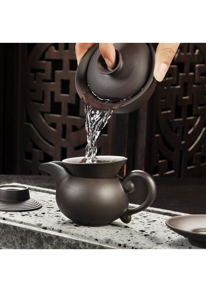 Sarı Stil Yixing Mor Kum Çay Seti Siyahkırmızı Seramik Kung Fu Çaydanlık El Yapımı Çay Fincanı Gaiwan Tureen Çay Töreni (Taş Masa Dahil Değildir) (Yurt Dışından) indirimleri