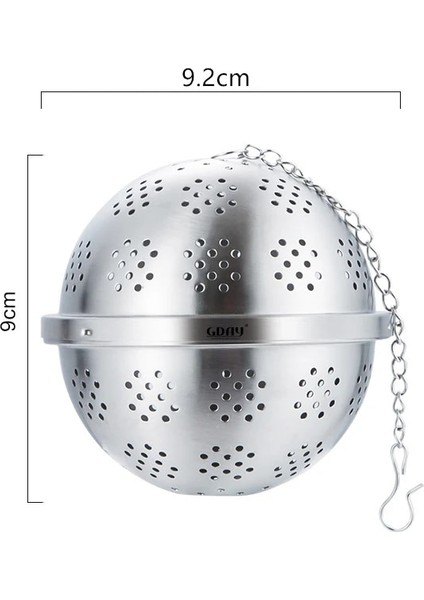 Çap 9.2cm Stili Paslanmaz Çelik Çay Yaprağı Demlik Baharat Topu Bitkisel Baharat Filtresi Asılı Zincir Konteyner Süzgeç Mutfak Teaware Aksesuarları (Yurt Dışından)