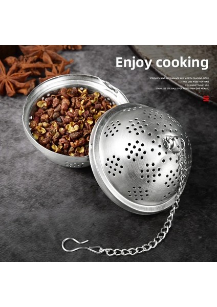 Çap 9.2cm Stili Paslanmaz Çelik Çay Yaprağı Demlik Baharat Topu Bitkisel Baharat Filtresi Asılı Zincir Konteyner Süzgeç Mutfak Teaware Aksesuarları (Yurt Dışından) fırsatları