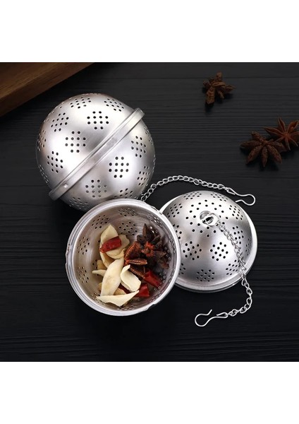 Çap 9.2cm Stili Paslanmaz Çelik Çay Yaprağı Demlik Baharat Topu Bitkisel Baharat Filtresi Asılı Zincir Konteyner Süzgeç Mutfak Teaware Aksesuarları (Yurt Dışından) indirimleri