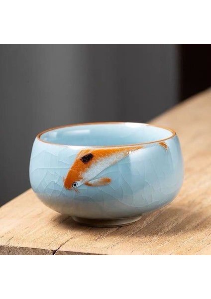 Çay Fincanı1 Tarzı Ru Fırın Çay Fincanı Seramik Ru-Porselen Gracked Glaze Master Cup Bireysel Fincan Tek Fincan Çay Kase Kung Fu Çay Bardağı Hediye Seti Çay Fincanları (Yurt Dışından)