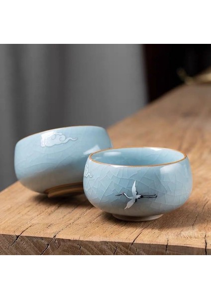 Çay Fincanı1 Tarzı Ru Fırın Çay Fincanı Seramik Ru-Porselen Gracked Glaze Master Cup Bireysel Fincan Tek Fincan Çay Kase Kung Fu Çay Bardağı Hediye Seti Çay Fincanları (Yurt Dışından)