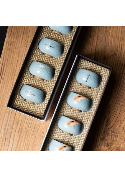 Çay Fincanı1 Tarzı Ru Fırın Çay Fincanı Seramik Ru-Porselen Gracked Glaze Master Cup Bireysel Fincan Tek Fincan Çay Kase Kung Fu Çay Bardağı Hediye Seti Çay Fincanları (Yurt Dışından)
