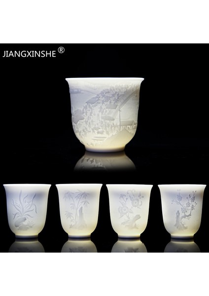 No.15 Tarzı Çin Beyaz Porselen Çay Bardağı El Üç Boyutlu Kabartma Çay Kasesi Büyük Kapasiteli Çay Bardağı Seti Aksesuarları Ana Fincan (Yurt Dışından) fiyatları