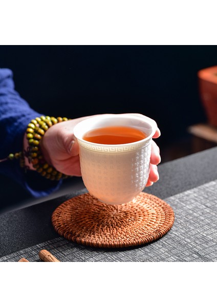 No.15 Tarzı Çin Beyaz Porselen Çay Bardağı El Üç Boyutlu Kabartma Çay Kasesi Büyük Kapasiteli Çay Bardağı Seti Aksesuarları Ana Fincan (Yurt Dışından) indirimleri