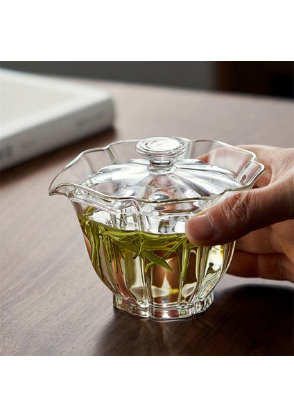 No.1 Stili Cam Gaiwan Şeffaf Yüksek Borosilikat Cam Bardak Puer Çay Kase Kupalar Chawan Çorba Kasesi Chhai Kung Fu Çin Çorbası Kapaklı (Yurt Dışından)