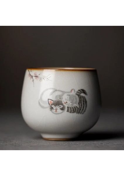 A1 -- 6.3X6CM 110ML Stili Büyük Ru Fırın Çay Fincanı Seyahat Kişisel Meditasyon Fincan El Yapımı Seramik Çay Kase Pu'er Master Fincan Ev Çay Seti Aksesuarları (Yurt Dışından)