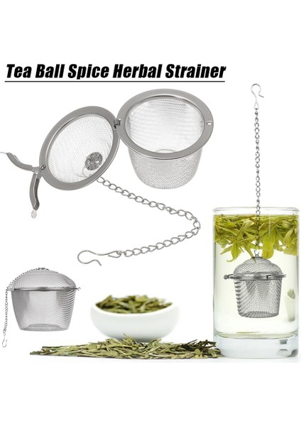 11CM Tarzı Çay Kilitleme Topu Için Yeniden Kullanılabilir Süzgeç Mesh Baharat Bitkisel Demlik Filtre Difüzör Paslanmaz Çelik Klip (Yurt Dışından)