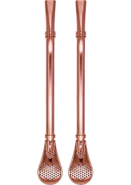 2 Adet Gül Altın Tarzı 2 Adet Paslanmaz Çelik Hasır Filtre Kaşığı Metal Içme Samanı Yerba Mate Çay Bombilla Süzgeç Karıştırma Kaşığı Bar Çay Aksesuarları (Yurt Dışından)
