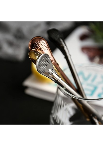 2 Adet Gül Altın Tarzı 2 Adet Paslanmaz Çelik Hasır Filtre Kaşığı Metal Içme Samanı Yerba Mate Çay Bombilla Süzgeç Karıştırma Kaşığı Bar Çay Aksesuarları (Yurt Dışından) fırsatları