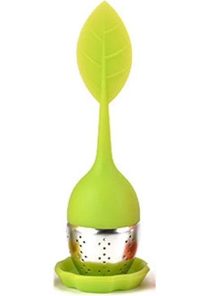 Yeşil Stil 1 Adet Sevimli Çay 7 Renk Tatlı Yaprak Silikon Çay Demlik Yeniden Kullanılabilir Süzgeç Damla Tepsisi Yenilik Çay Topu Bitkisel Baharat Filtre Çay Araçları (Yurt Dışından)