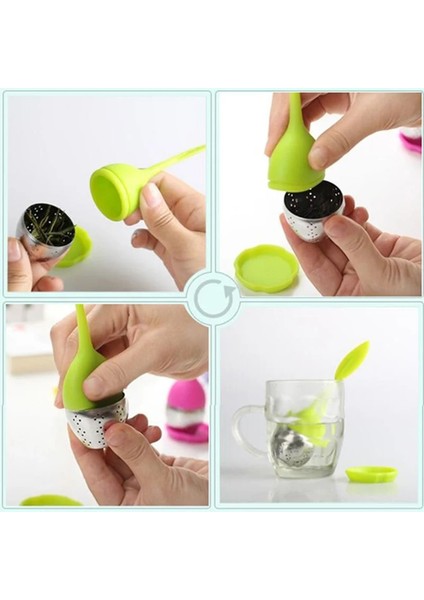 Yeşil Stil 1 Adet Sevimli Çay 7 Renk Tatlı Yaprak Silikon Çay Demlik Yeniden Kullanılabilir Süzgeç Damla Tepsisi Yenilik Çay Topu Bitkisel Baharat Filtre Çay Araçları (Yurt Dışından) modelleri