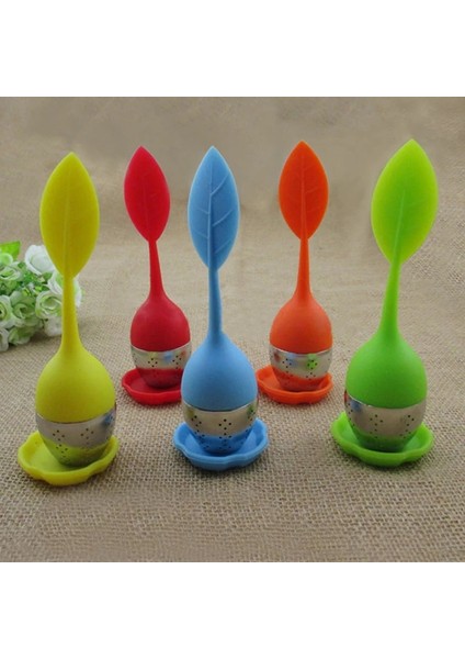 Yeşil Stil 1 Adet Sevimli Çay 7 Renk Tatlı Yaprak Silikon Çay Demlik Yeniden Kullanılabilir Süzgeç Damla Tepsisi Yenilik Çay Topu Bitkisel Baharat Filtre Çay Araçları (Yurt Dışından) fırsatları