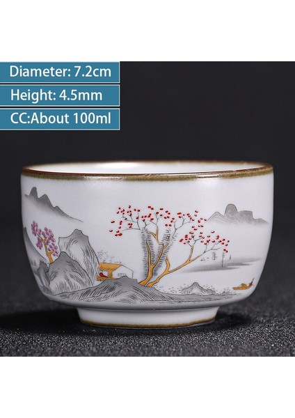 D5 --7.2x4.5cm 100ML Stili Çin Ru Fırın Seramik Çay Fincanı Nefis El-Boyalı Desen Tek Bardak Çay Kase Usta Bardak Bireysel Bardak El Yapımı Teaware (Yurt Dışından)