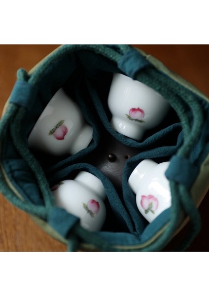 Erik Tarzı Sofra Çantası Kahve Saklama Çantası Seyahat Çay Seti Demlik Bardak Bez Çay Bardağı Antik Boyama Bez Çanta Kozmetik Çantası (Yurt Dışından) fiyatları