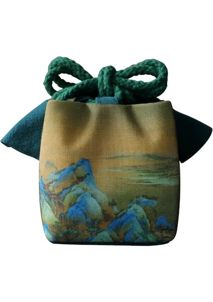 Erik Tarzı Sofra Çantası Kahve Saklama Çantası Seyahat Çay Seti Demlik Bardak Bez Çay Bardağı Antik Boyama Bez Çanta Kozmetik Çantası (Yurt Dışından) modelleri