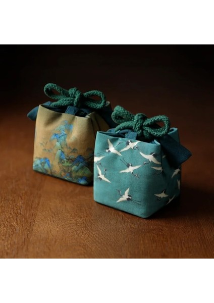 Erik Tarzı Sofra Çantası Kahve Saklama Çantası Seyahat Çay Seti Demlik Bardak Bez Çay Bardağı Antik Boyama Bez Çanta Kozmetik Çantası (Yurt Dışından) fırsatları