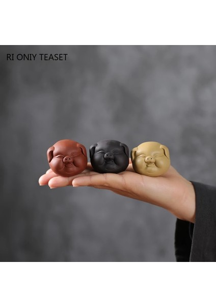 Bir Stil 5x4.5x3.3cm Butik Mor Kil Çay Pet Sevimli Domuz Heykeli Çay Heykelcik Süsler El Yapımı Heykel El Sanatları Çay Masa Dekorasyon Aksesuarları (Yurt Dışından) indirimleri