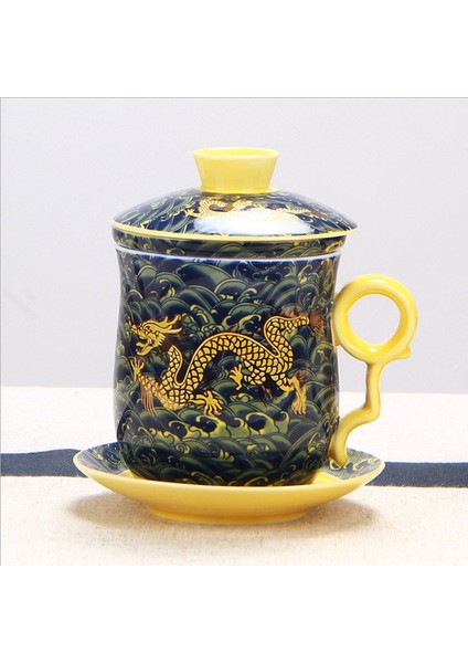 B Tarzı Dört Set Seramik Filtrelenmiş Çay Bardağı, Çay Bardağı ve Içme Fincanları Çiftlik Evi Dekoru Gaiwan Oda Dekorasyonu Mavi Porselen (Yurt Dışından) fiyatları