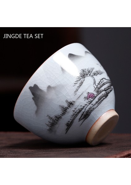 B1 Stili Çin Antika Seramik Çay Fincanı Ru Fırın Buz Kırık Sır Çay Bardağı Kişisel Tek Fincan Çay Kase Özelleştirilmiş Ev Drinkware (Yurt Dışından)
