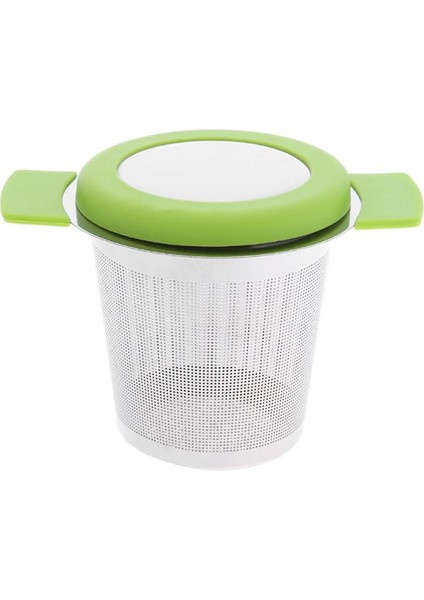 Yeşil Stil Paslanmaz Çelik Yeniden Kullanılabilir Çay Demlik Sepeti Kulplu Ince Örgü Çay Süzgeci Kapaklı Çay ve Kahve Filtreleri Gevşek Çay Yaprağı Için (Yurt Dışından)