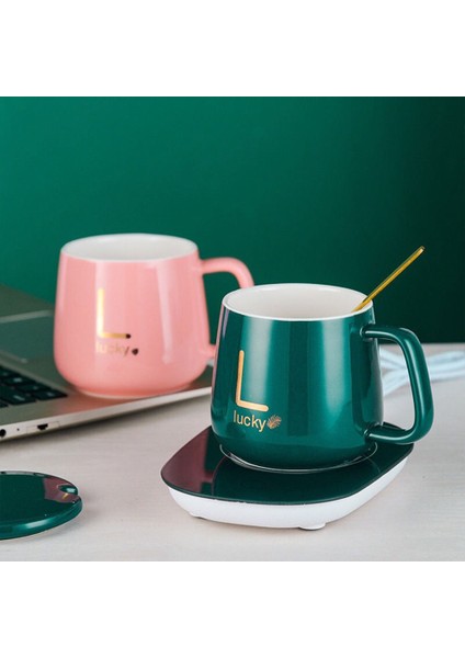 Pembe Tarzı Elektrikli Bardak Isıtıcı Ped Masaüstü Çay Sabit Sıcaklık Kahve Fincanı Süt Kupa Isıtıcı Coaster Tepsi Seramik Kupa Isıtma Pedi Ofis (Yurt Dışından)
