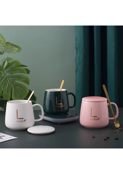 Pembe Tarzı Elektrikli Bardak Isıtıcı Ped Masaüstü Çay Sabit Sıcaklık Kahve Fincanı Süt Kupa Isıtıcı Coaster Tepsi Seramik Kupa Isıtma Pedi Ofis (Yurt Dışından)