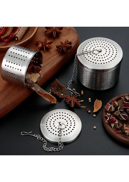 Büyük Stil Paslanmaz Çelik Çay Demlik Süzgeç Silindirik Çay Sızıntısı Baharat Bitkisel Filtre Baharat Topları Asılı Zincir Mutfak Aksesuarları (Yurt Dışından) indirimleri
