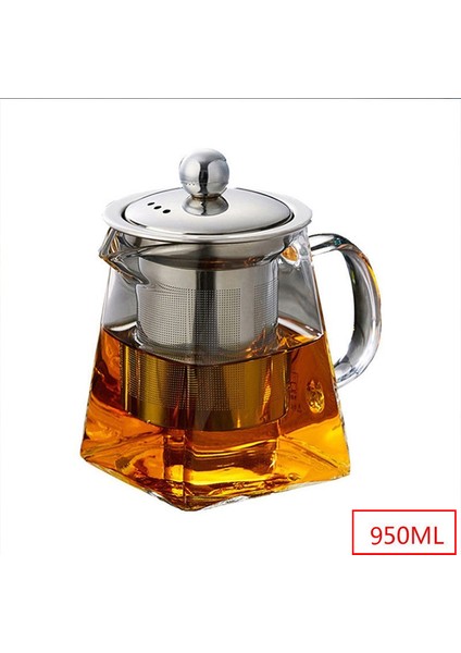 950ML Tarzı Cam Çaydanlık Kahve Isıya Dayanıklı Paslanmaz Çelik Demlik Isıtmalı Çin Çaydanlık Iyi Temizle Su Isıtıcısı Kare Filtre Sepetleri (Yurt Dışından)