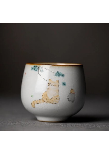 A4 -- 6.3X6CM 110ML Stili Büyük Ru Fırın Çay Fincanı Seyahat Kişisel Meditasyon Fincan El Yapımı Seramik Çay Kase Pu'er Master Fincan Ev Çay Seti Aksesuarları (Yurt Dışından)