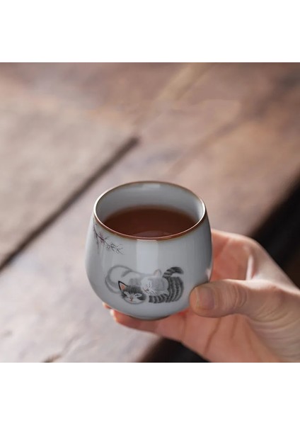 A2--6.3X6CM 110ML Stili Büyük Ru Fırın Çay Fincanı Seyahat Kişisel Meditasyon Fincan El Yapımı Seramik Çay Kase Pu'er Master Fincan Ev Çay Seti Aksesuarları (Yurt Dışından)