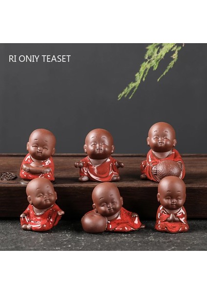 D3- 3.6x7.9cm Stili Yaratıcı Mor Kil Çay Pet Süsleme Güzel Küçük Buda Keşiş Heykelcik El Yapımı Heykel Çay Seti Dekor Bahçe Bonsai Sanat (Yurt Dışından)