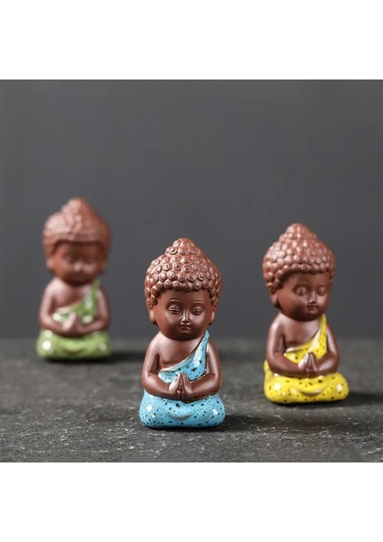 D3- 3.6x7.9cm Stili Yaratıcı Mor Kil Çay Pet Süsleme Güzel Küçük Buda Keşiş Heykelcik El Yapımı Heykel Çay Seti Dekor Bahçe Bonsai Sanat (Yurt Dışından)