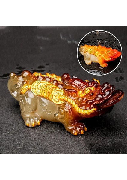A1 12X6X5.3CM Stili Reçine Renk Değiştiren Çay Pet Kurbağa Heykelcik Heykeli Süsleme Butik Çay Masa Dekorasyon Ofis Masaüstü Şanslı Dekor El Sanatları (Yurt Dışından)