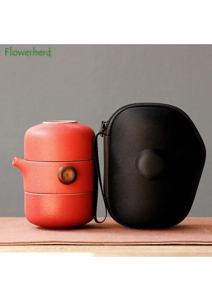 Gül Kırmızı Tarzı Dört Parçalı Takım Seramik Porselen Çaydanlık ve Çay Fincanları Seyahat Ofisi Kung Fu Çay Seti Teaware El Yapımı Taşınabilir Çin Çay Seti Çaydanlık ve Bardak Seti (Yurt Dışından) fiyatları