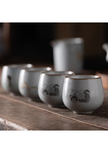 A4 -- 6.3X6CM 110ML Stili Büyük Ru Fırın Çay Fincanı Seyahat Kişisel Meditasyon Fincan El Yapımı Seramik Çay Kase Pu'er Master Fincan Ev Çay Seti Aksesuarları (Yurt Dışından) modelleri